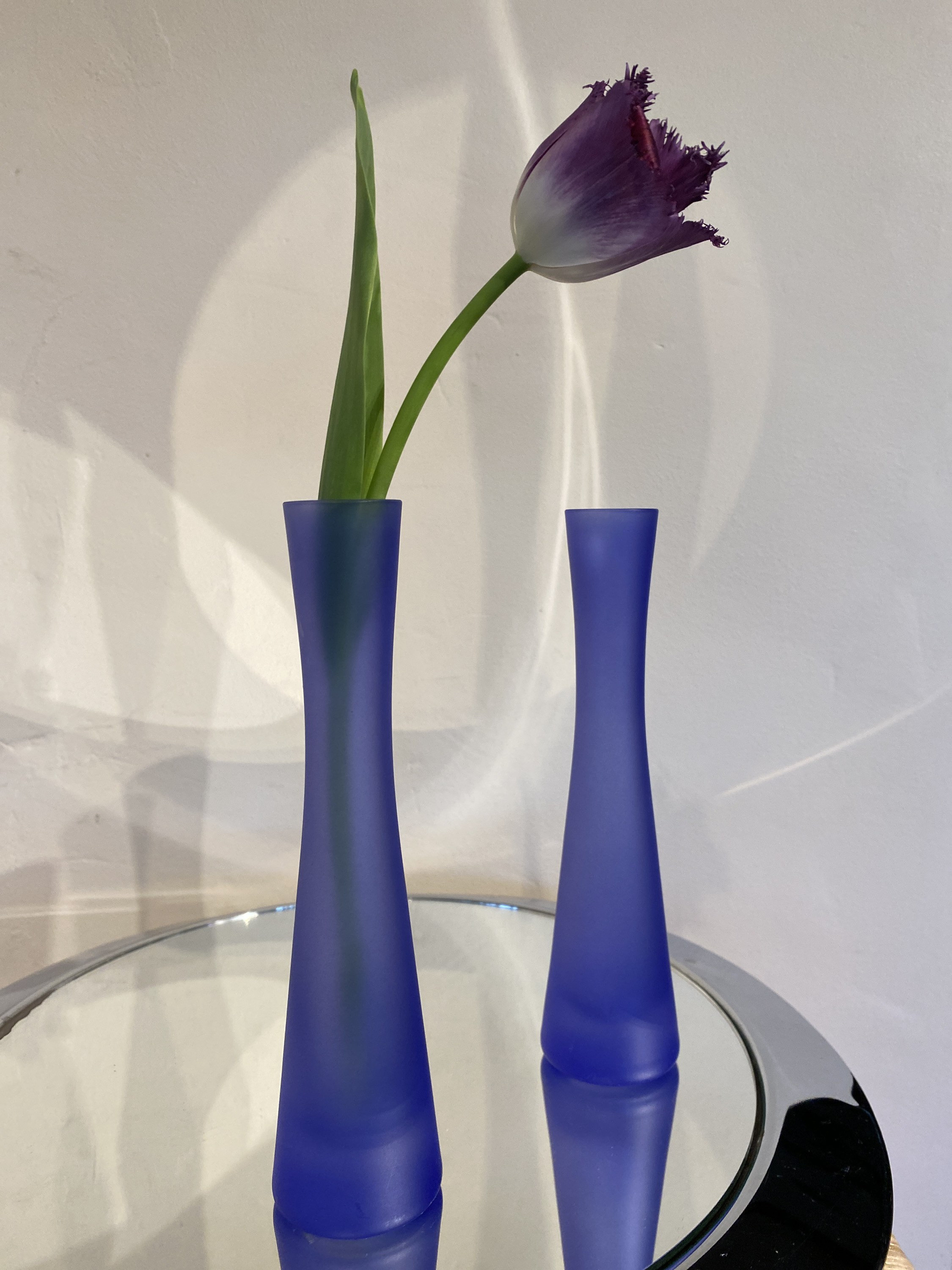 LSA Blue frosted glass bud vase handmade in Poland flower Etsy