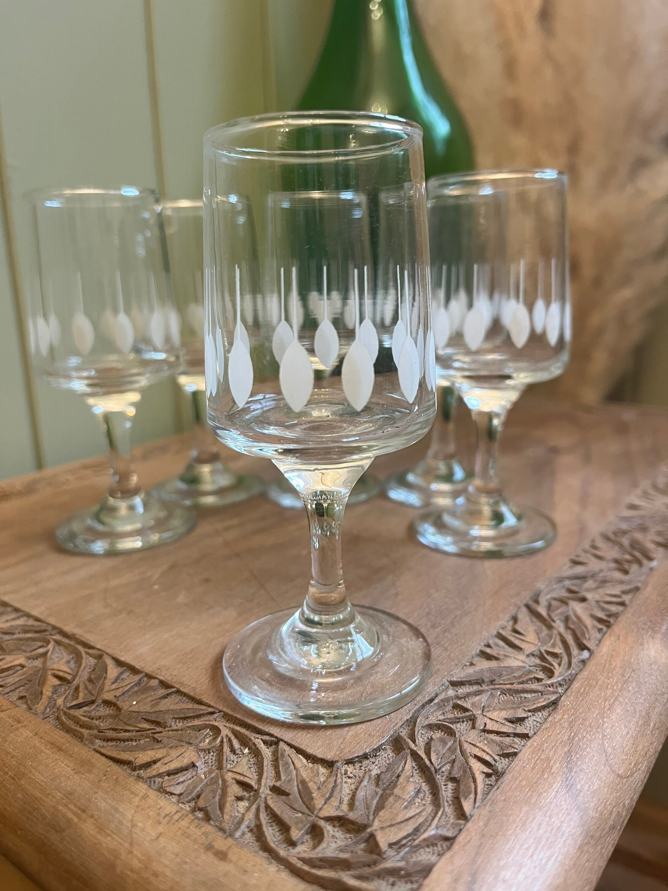 Set of Six Vintage Etched Drinking Glasses. Home Barware Etsy