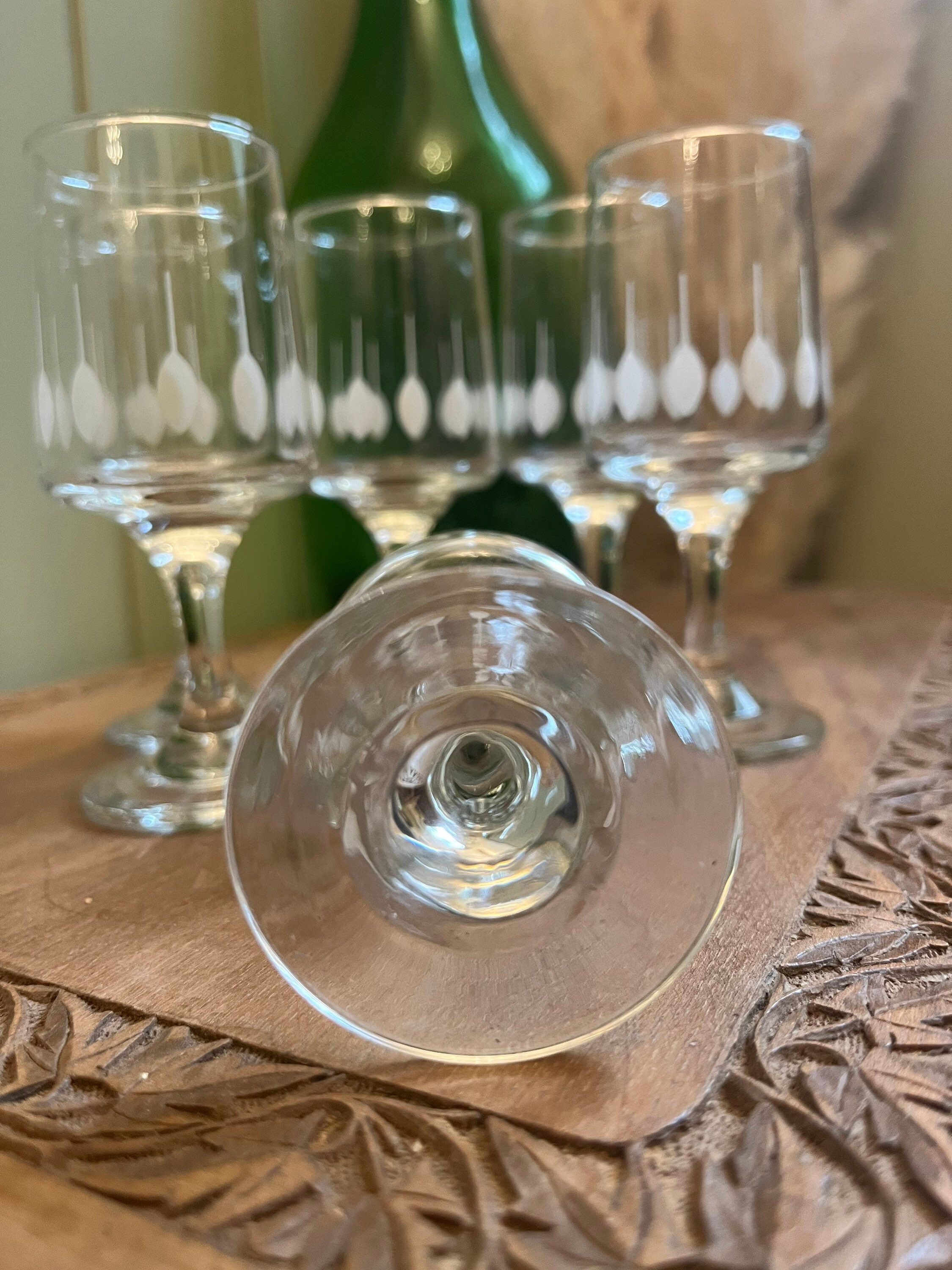 Set of Six Vintage Etched Drinking Glasses. Home Barware Etsy