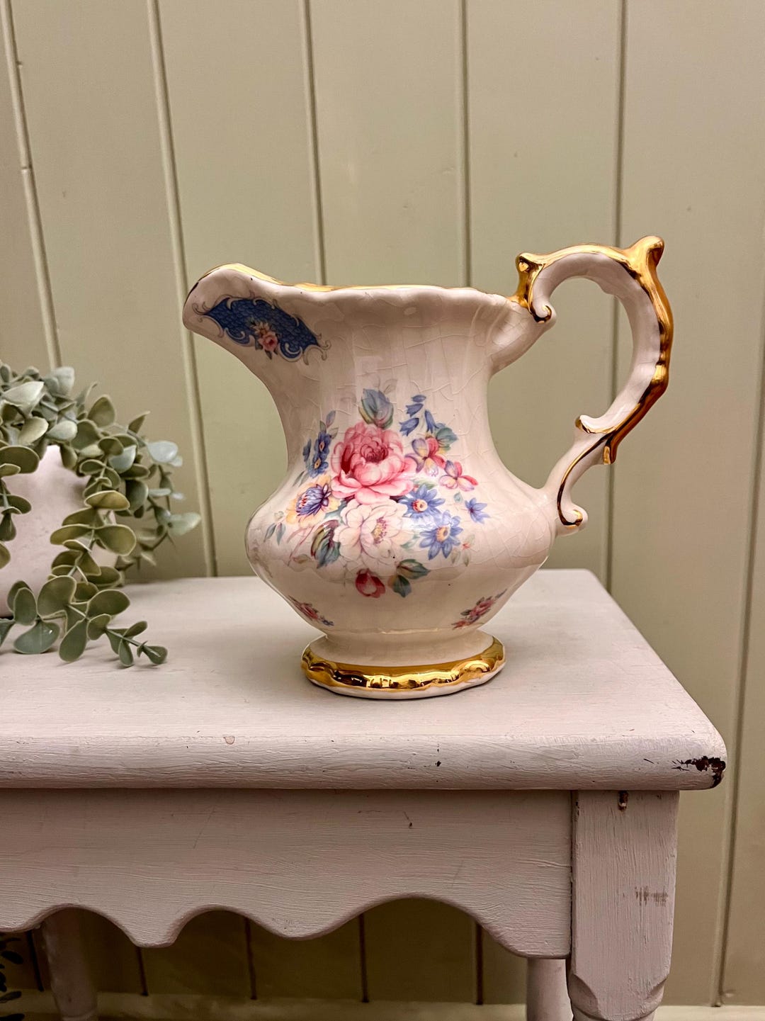 Pink 1679 Vintage Staffordshire Pink Rose Jug: English Floral Decor - Etsy