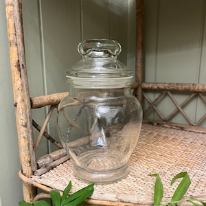 Vintage Bormioli Glass Jar with Lid shape beautiful simple elegant jar, great for storage sweets jar, cotton wool, hand made in Italy