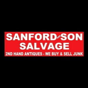 Funny &quot;Sanford And Son Salvage&quot; BUMPER STICKER, decal, sign, says &quot;2nd Hand Antiques - We Buy & Sell Junk&quot;, vintage TV show, funny sticker