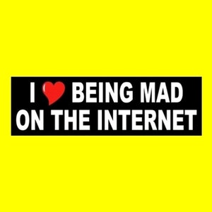 Funny &quot;I Love Being Mad on The Internet&quot; BUMPER STICKER social media politics political Anti Joe Biden Donald Trump Republican Democrat FJB