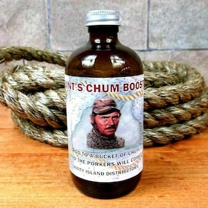 QUINT&#39;S CHUM BOOSTER Jaws Quint prop bottle movie 1975 Amity Island shark, horror, novelty