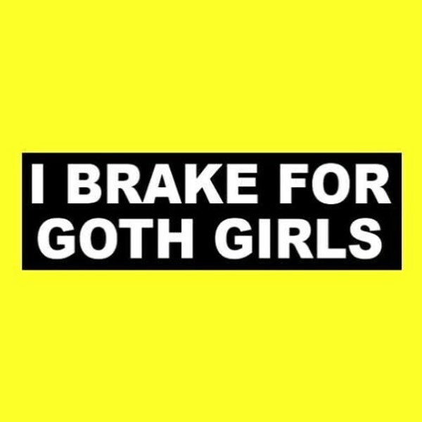 Funny "I Brake For Goth Girls" window decal BUMPER STICKER gothic vampire, emo, creepy, chick, Halloween, witch, sign, new