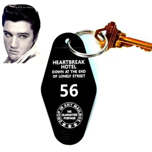 Elvis Presley &quot;Heartbreak Hotel&quot; vintage rock & roll PROP KEY TAG, concert, 1956, Graceland, Hound Dog, keychain, Jailhouse Rock, new