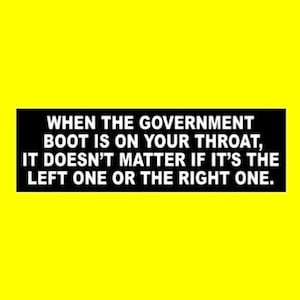 New "When the Government Boot Is On Your Throat" Anti Democrat and Republican BUMPER STICKER Anti Joe Biden and Donald Trump anarchy resist