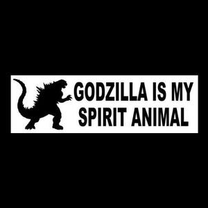 Funny &quot;Godzilla is my Spirit Animal&quot; BUMPER STICKER, monster decal, kaiju Japan, Science Fiction, funny sticker, Sci-Fi, Godzilla sticker