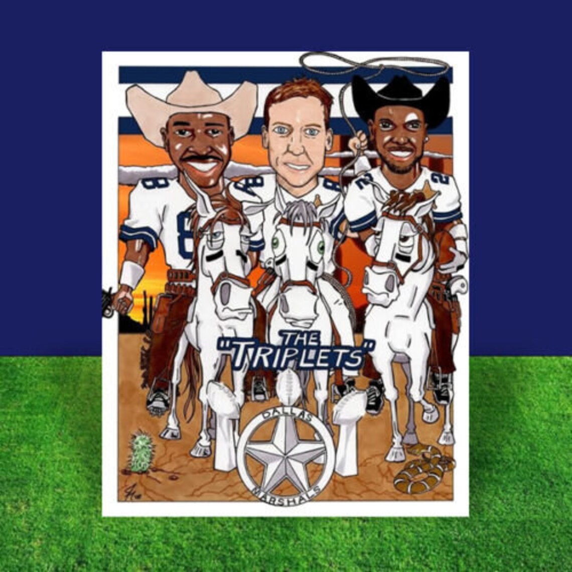 New The Triplets DALLAS COWBOYS POSTER art Emmitt Etsy
