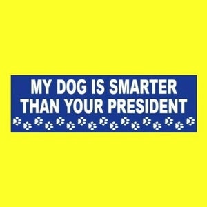 Funny &quot;My Dog is Smarter Than Your President&quot; Anti Donald Trump BUMPER STICKER window decal sign, political, Anti Elon Musk, funny sticker