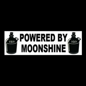 Funny "POWERED BY MOONSHINE" bumper sticker, rat rod decal, sign diesel truck 4x4, bar, moonshiner, redneck, hillbilly, new