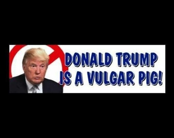 Funny "Donald Trump is a Vulgar Pig" Anti Trump BUMPER STICKER window decal, political, vinyl, funny sticker, Elon Musk, new
