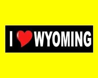 New "I Love Wyoming" BUMPER STICKER window decal Cheyenne, Casper, Laramie, Rock Springs, Sheridan, state