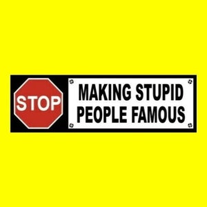 Funny &quot;Stop Making Stupid People Famous&quot; BUMPER STICKER window decal, celebrities, new