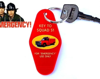 New "Emergency" "KEY TO SQUAD 51" prop key tag fireman paramedic firefighter tv show, vintage tv, emt, fire department, search and rescue