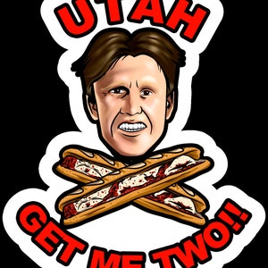 Funny &quot;Utah ... Get Me Two&quot; POINT BREAK DECAL surfing sticker 1991 movie decal prop, Bodhi, surfboard surf shop Johnny Utah Keanu Reeves