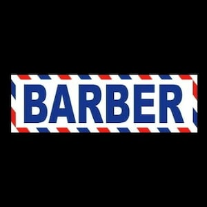 New &quot;BARBER&quot; window decal BUMPER STICKER barber pole design decal, sign, barber shop, salon, business, hairdresser, traditional, mens