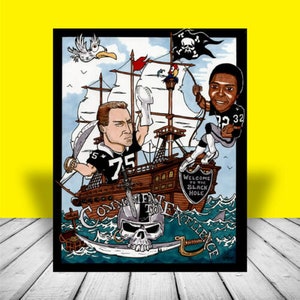 Marcus Allen & Howie Long 1980&#39;s OAKLAND RAIDERS football Super Bowl POSTER art