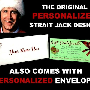 PERSONALIZED Christmas Vacation "Jelly of the Month" CERTIFICATE PROP, Clark Griswold, National Lampoon's, Cousin Eddie, rv, Chevy Chase