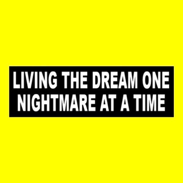 Funny "Living the Dream One Nightmare at a Time" BUMPER STICKER window decal, horror, weird, Nightmare on Elm Street goth girl, emo spooky