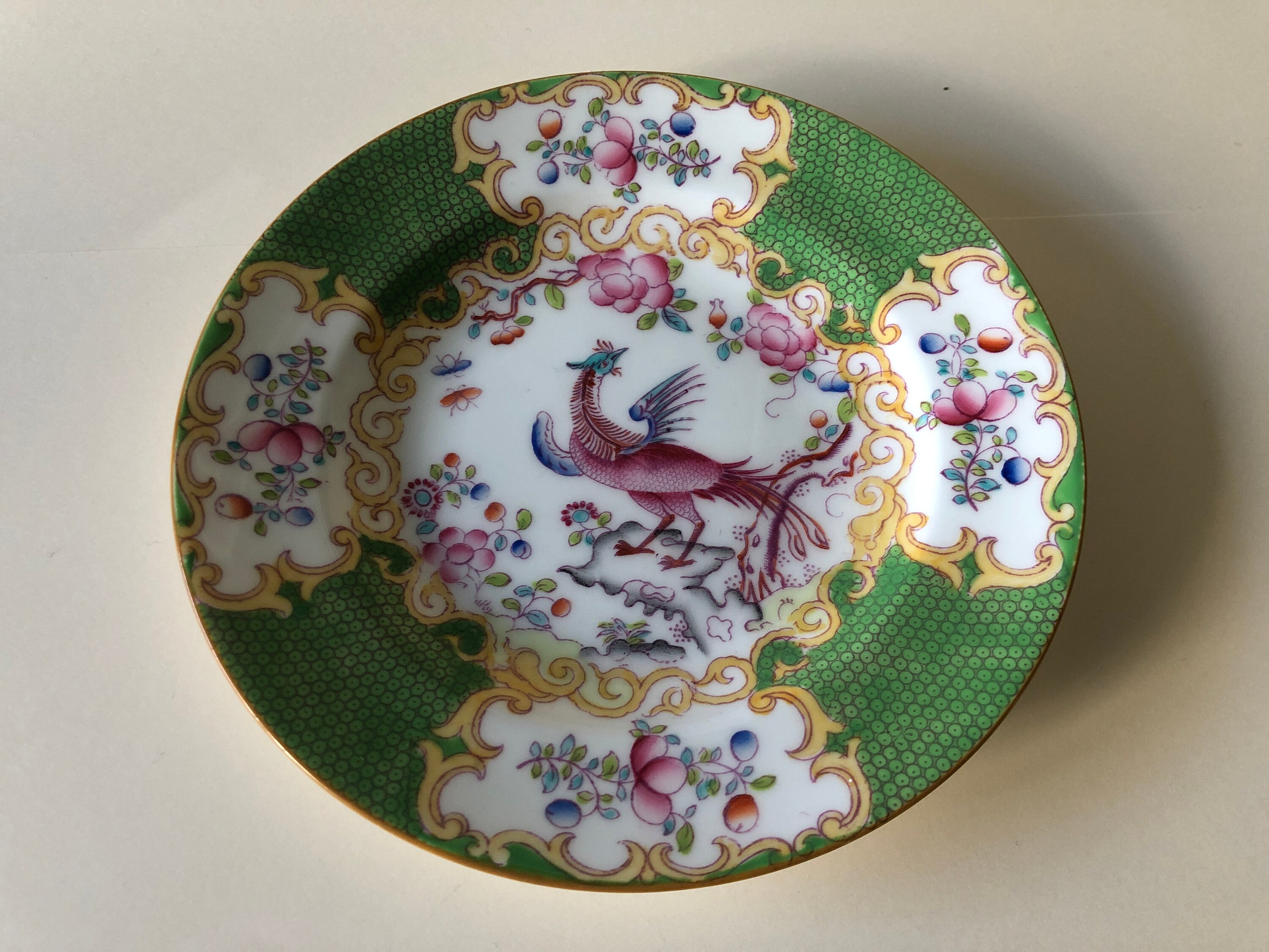 Minton green cockatrice tea cup saucer and tea plate trio Etsy