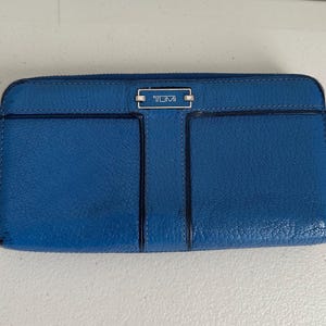 Tumi Leder Brieftasche Schwarz Mit Reißverschluss