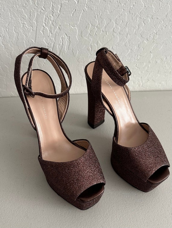 Giuseppe Zanotti Betty Glitter Platform Peep Toe Heels Etsy