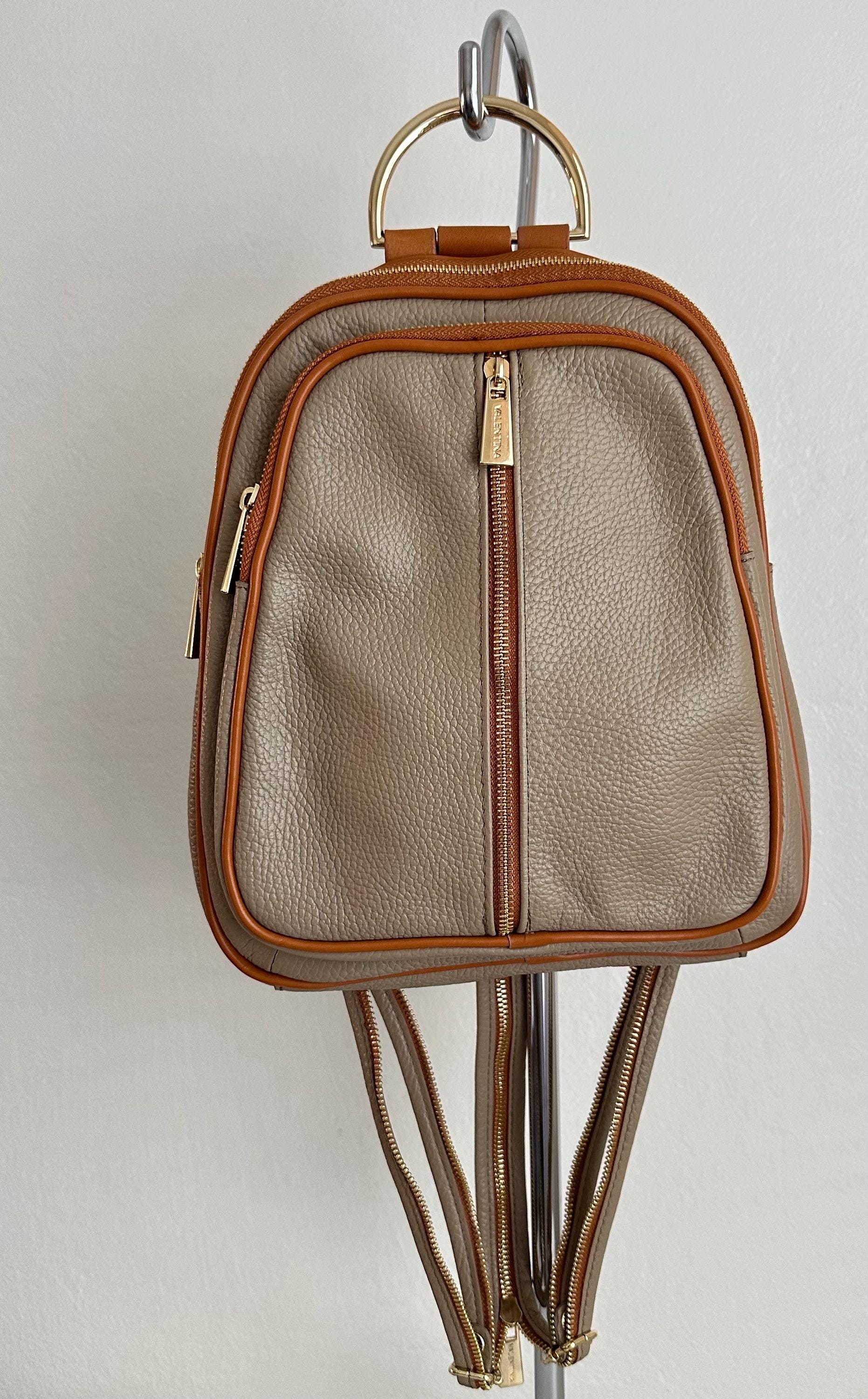Valentina Elegant Cream and Brown Backpack Valentina Leather Backpacks - Etsy main image 3