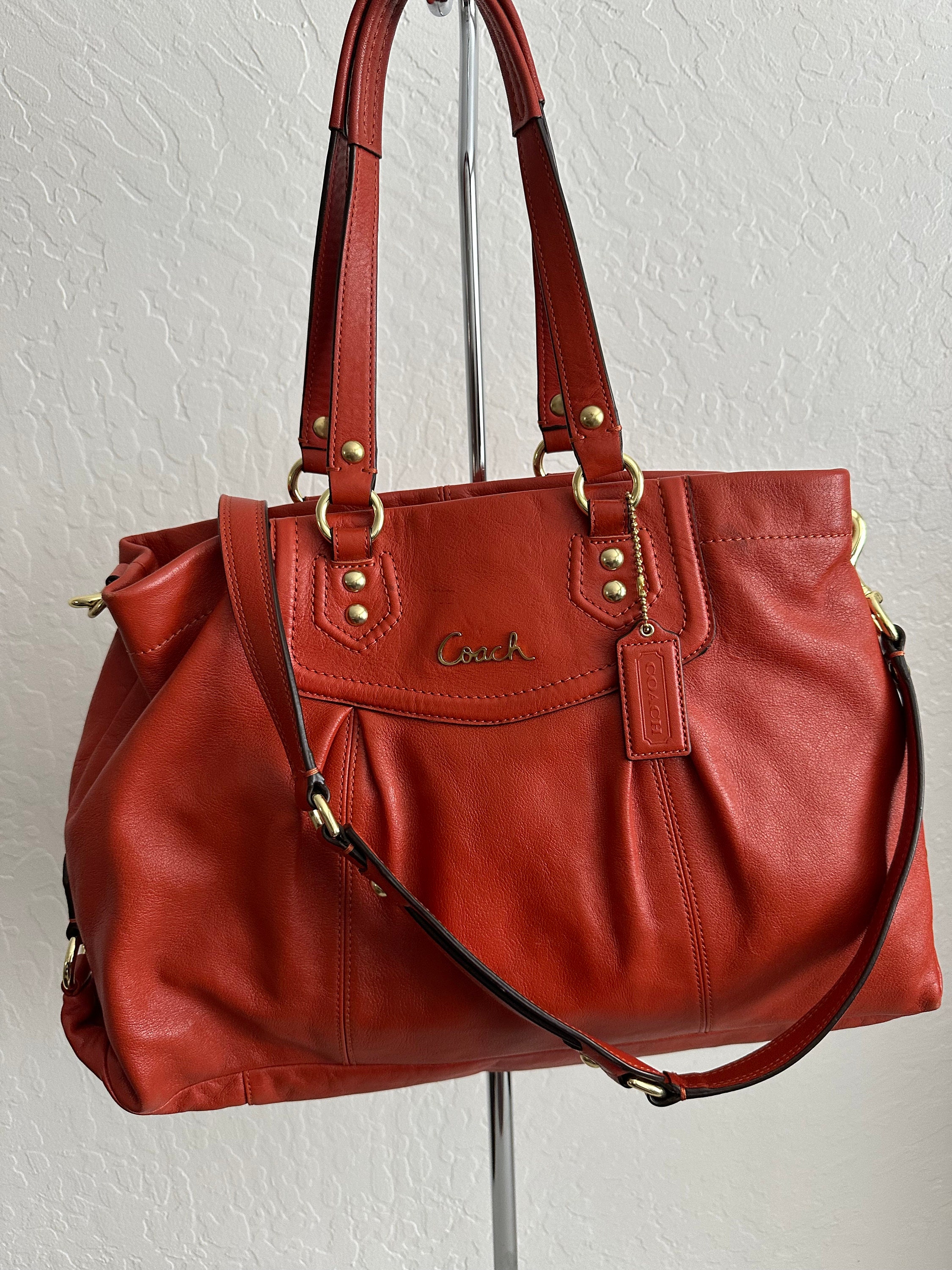Coach Ashley Red Leather Shoulder Satchel Bag Creed F1261-F19243 