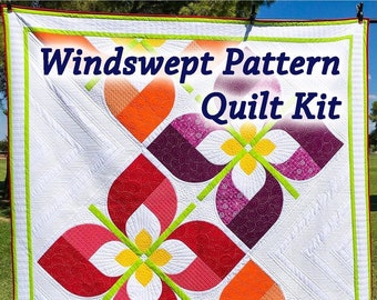 Modern quilt kit using Windswept pattern. Kit contains fabrics for the top, binding and pattern. Great Intermediate project.