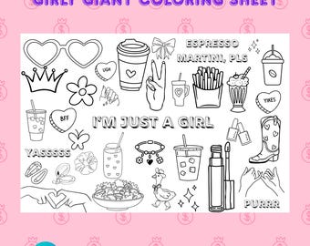 Giant Coloring Poster for Girls: Birthday Party Activity (Digital Download 36x24in