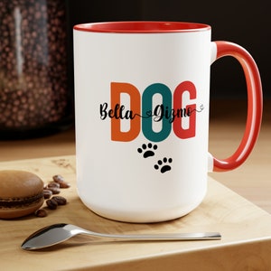 Custom Dog Ceramic Mug, Dog Mom, Dog Lover Mug, Personalized Gift for Dog Owner, 15oz Mug
