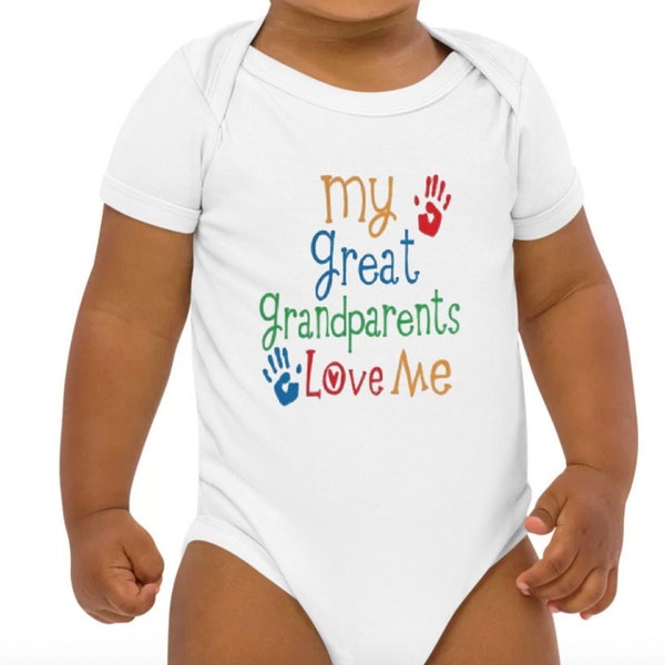 My Great Grand Parents Love Me Baby Bodysuit Baby Boutique Baby Romper Great Grand Child Baby Handprints New Grandchild Baby Shower Gift