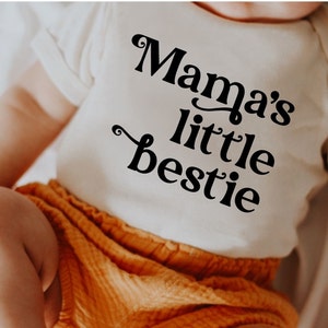 Mama's Little Bestie svg, png, dxf, Baby onesie svg, baby boy, baby girl, parents, moms sidekick, new baby, baby shower svg