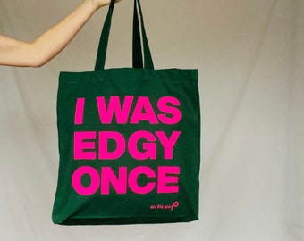 Edgy Tote Bag - Neon Pink/Green