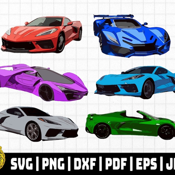 Sports Cars SVG Bundle, Instant Digital Download, Individual SVG Cut Files, Commercial Use, dxf, eps, pdf, png, jpg