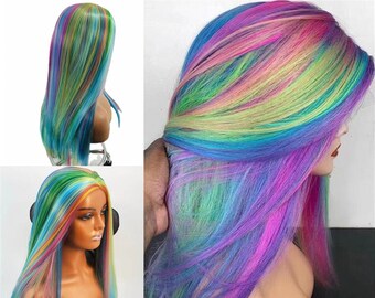 multi colored wigs