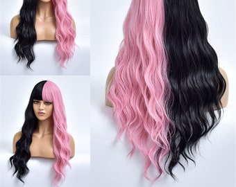 Half Pink Wig Etsy