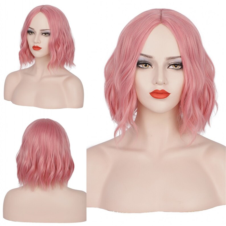 Natural Wavy Wigs Rose Pink Wigs Light Pink Wigs Crop Full Cup Etsy