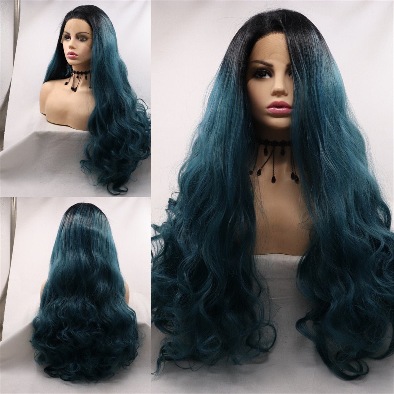 Dark Blue Cosplay Wig Natural Wavy Wig Cosplay Wigs Wigs for Etsy