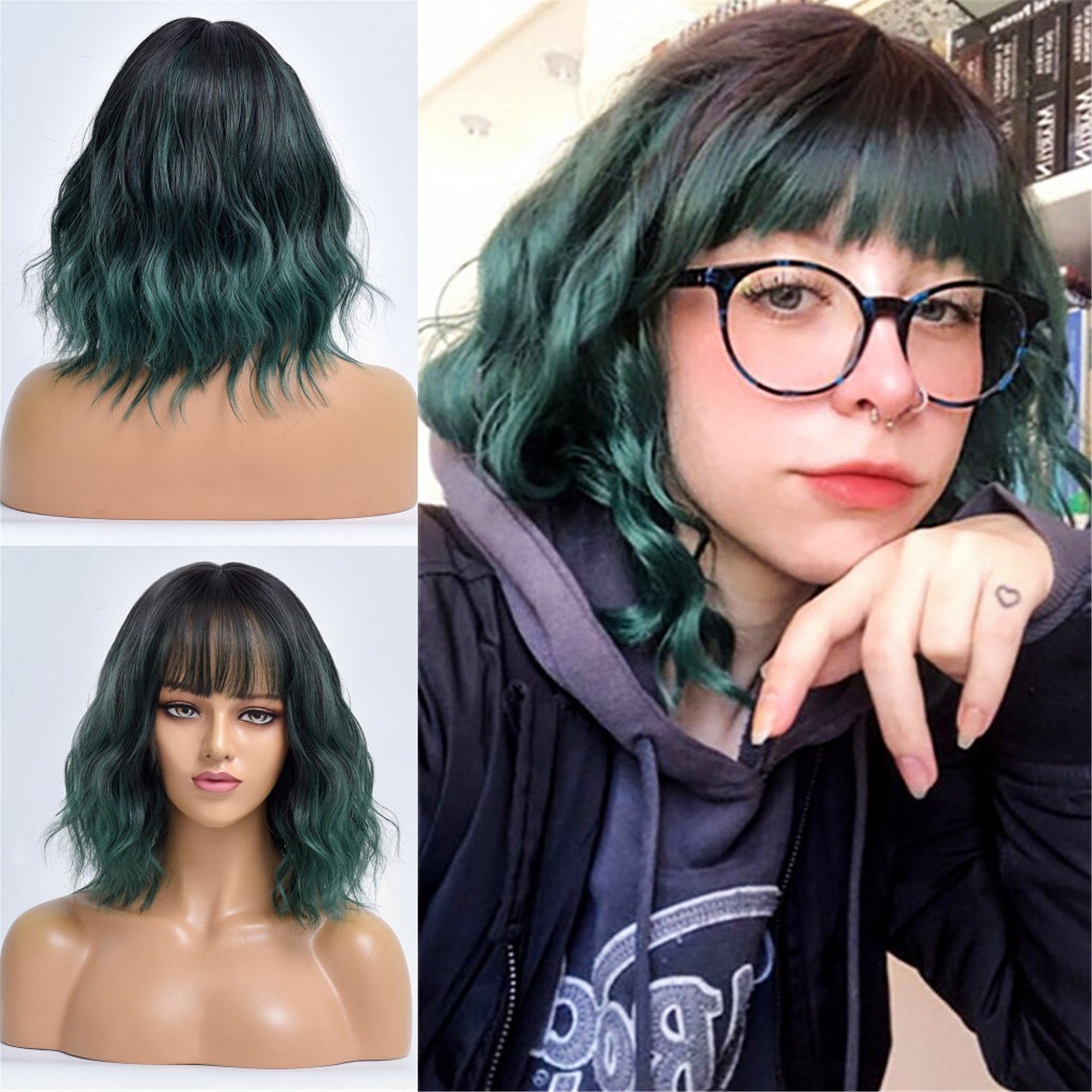 Dark Green Ombre Wig Dark Root Wig Natural Wavy Bob Wig Wig - Etsy Dark Green Ombre Wig Dark Root Wig Natural Wavy Bob Wig Wig - Etsy