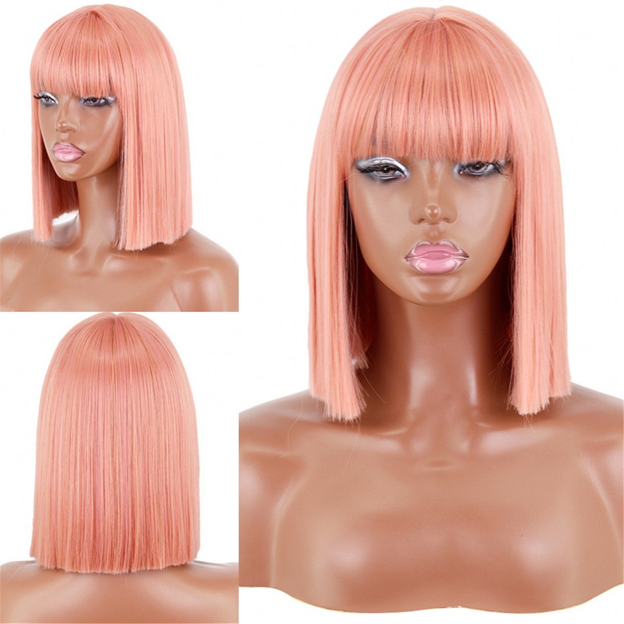 Short Cut Wig Peachy Pink Wig Shoulder Length Wig Middle Part - Etsy Short Cut Wig Peachy Pink Wig Shoulder Length Wig Middle Part - Etsy