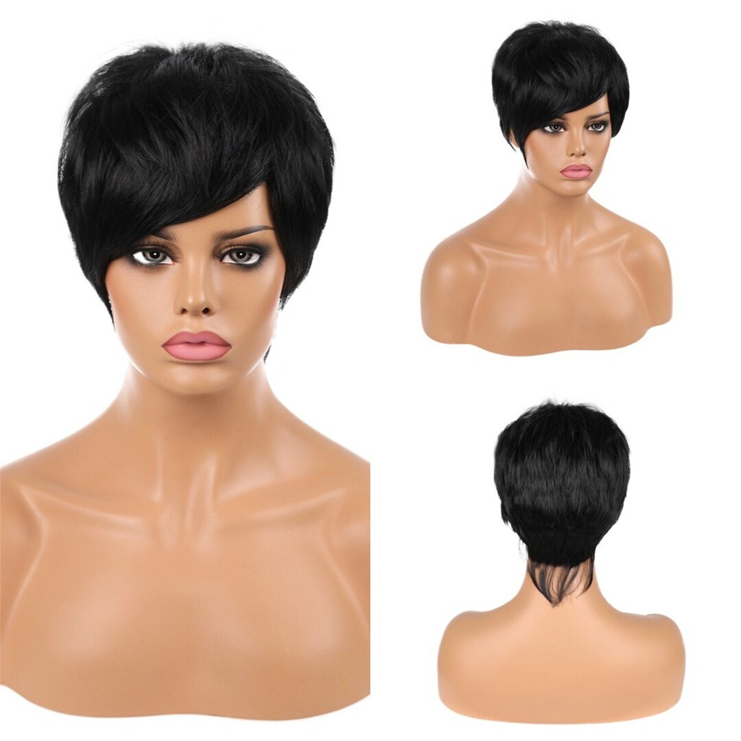 Very Short Wigs With Bangs Black Wigs Cosplay Wigs for Women Etsy