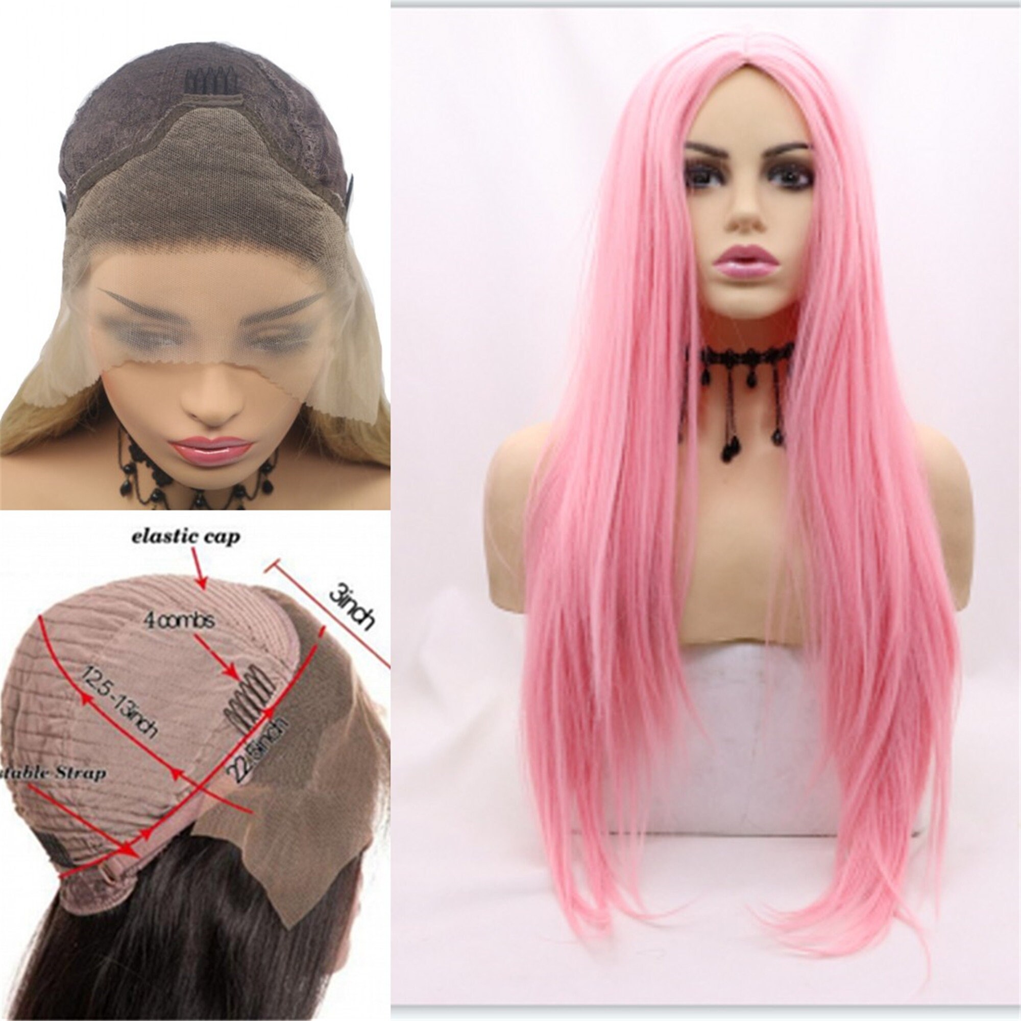 Pink wig natural straight sheeny wig wig for everyday use 24 Etsy