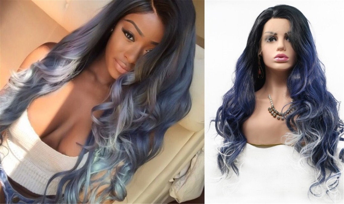Long Blue Ombre Wig - wide 5