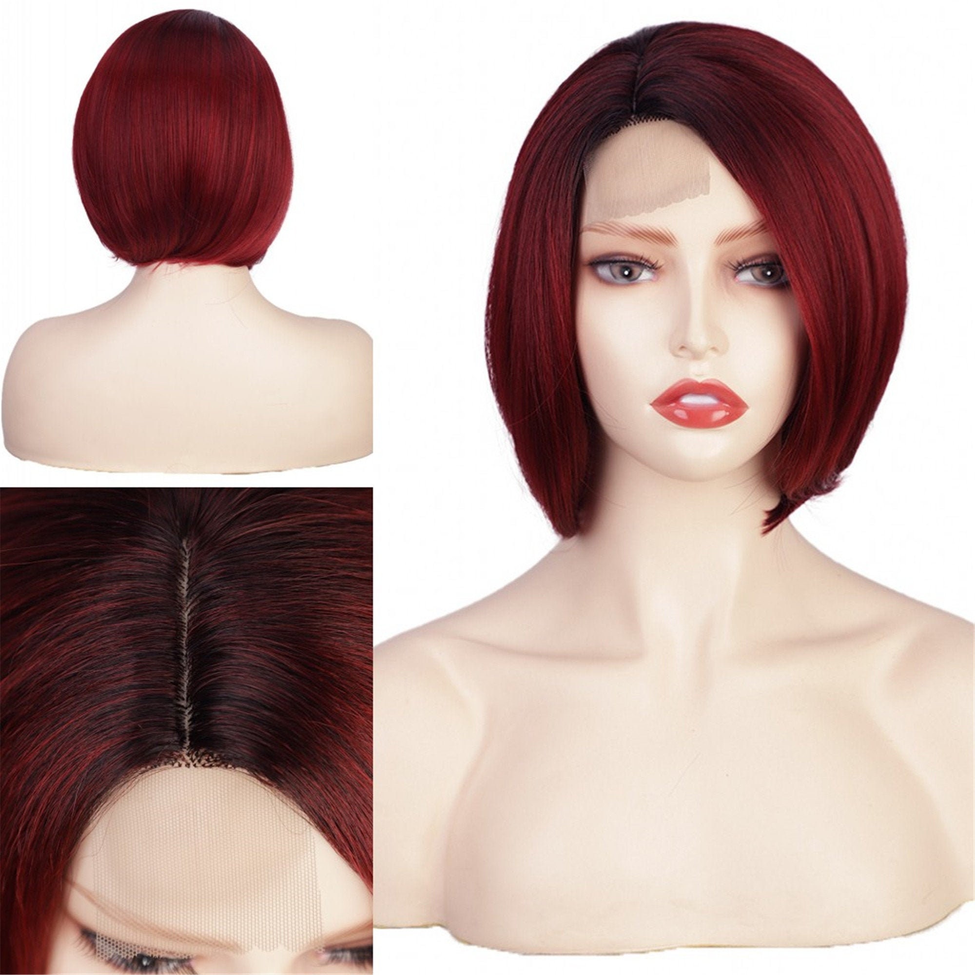 Short cut wig wine red wig drama wig Ringlet Wig Heat Etsy