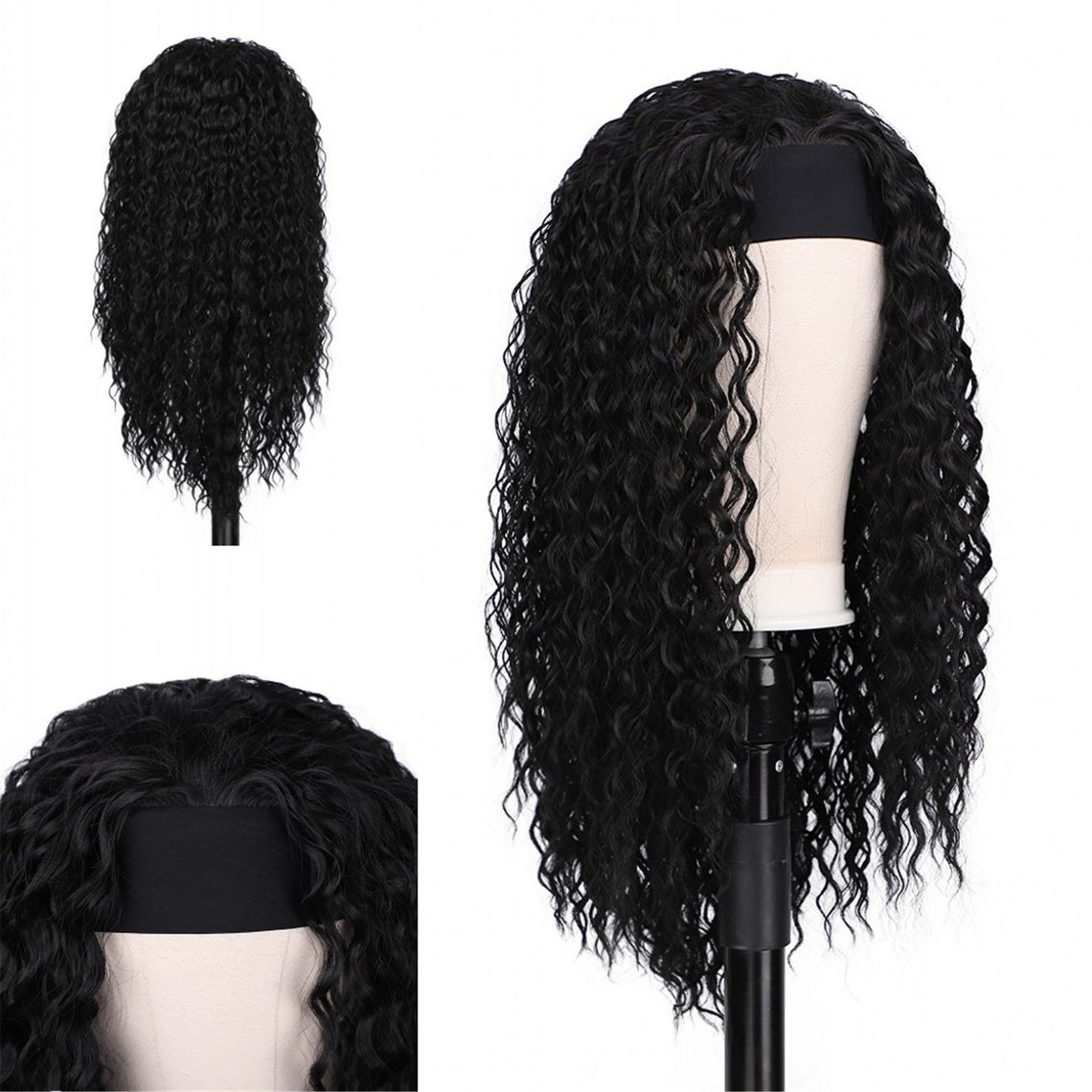 Wigs With Hair Band 26 Inch Wigs Corn Wavy Wigs Human Hair Etsy