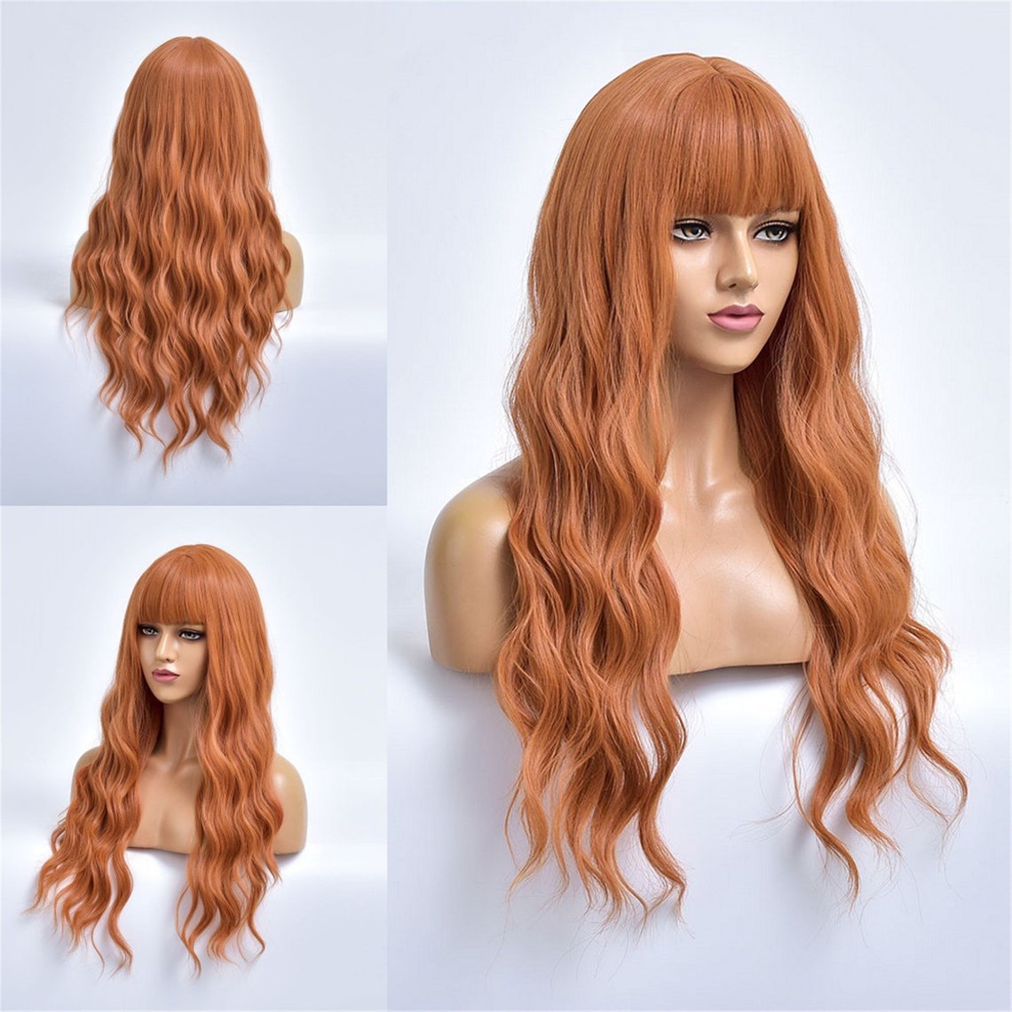 Light orange wig natural wavy wig 22 inch wig with bangs Etsy