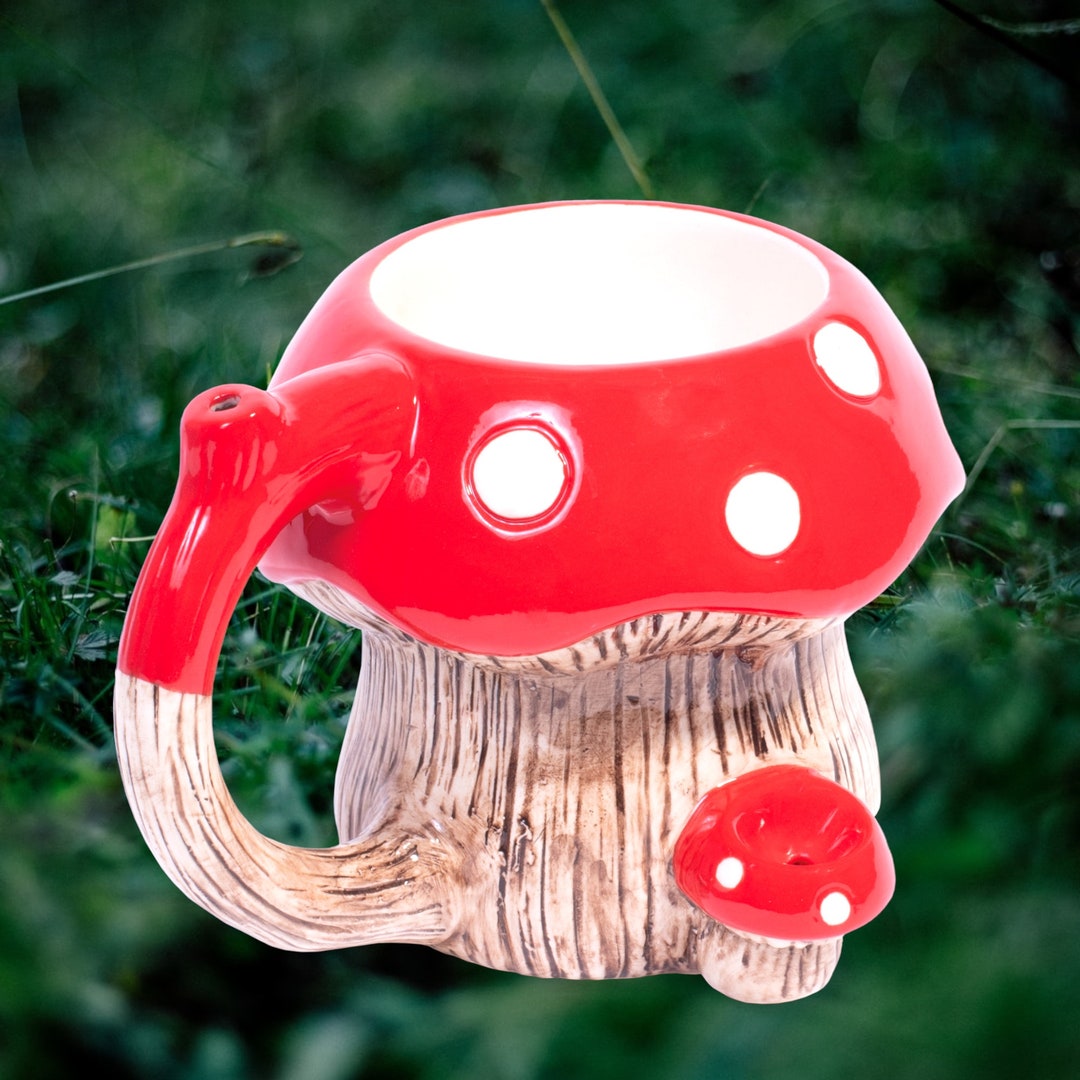 Ceramic Mushroom Coffee Mug Smoking Pipe Mushroom Smoking Etsy