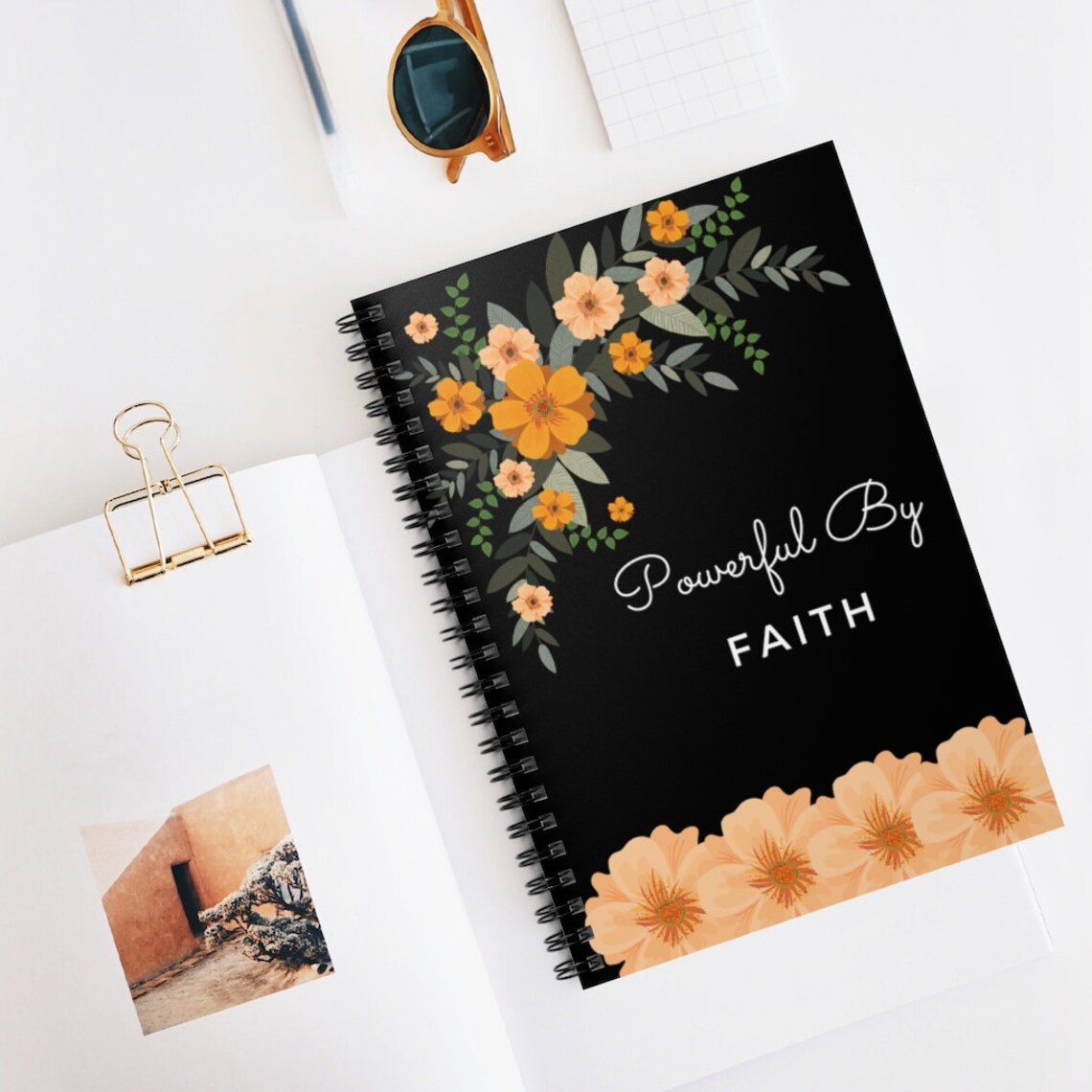 Black floral spiral notebook Personal Bible Study Journal Etsy